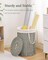 Laundry Hamper with Lid Laundry Basket with Lid 19.0 Gal (72 L) Round Wicker Laundry Basket Handwoven Rattan Basket with Lid Removable Bag 2 Mesh Bags Handles for Living Room Bathroom Gray